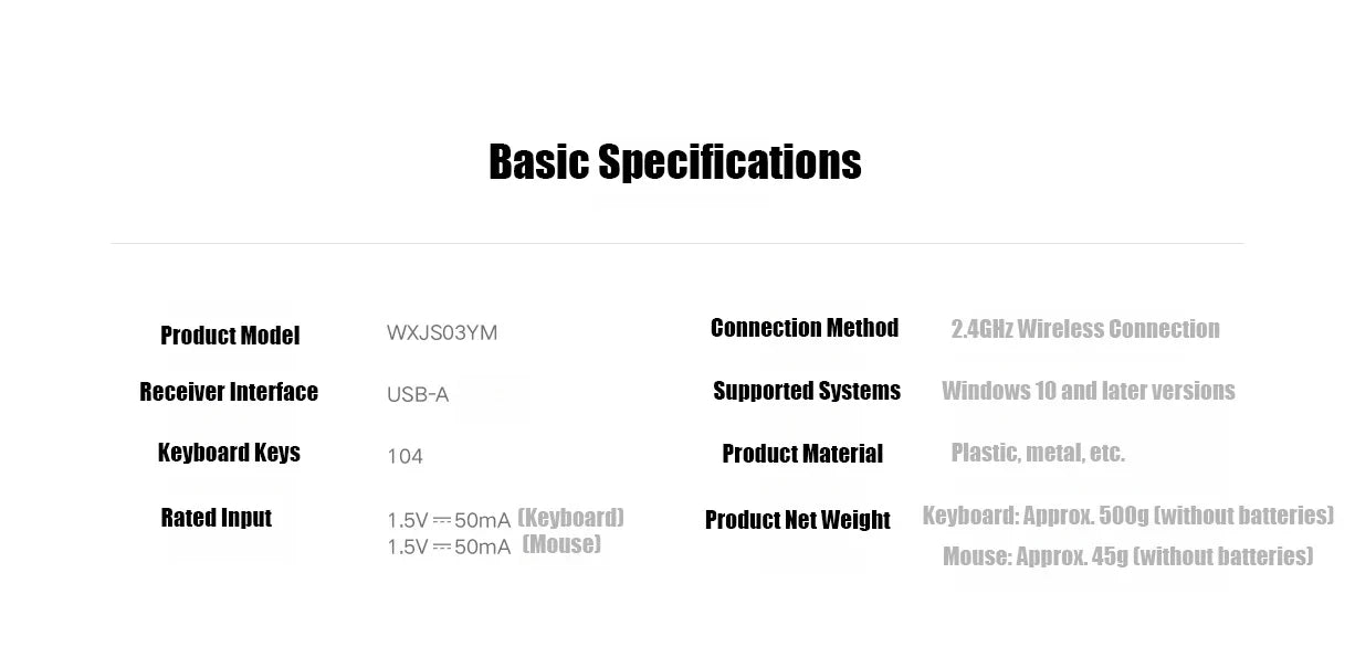 Xiaomi Wireless Keyboard and Mouse Set 3 2.4G Wireless Slim and Quiet Business Office Use Plug and Play