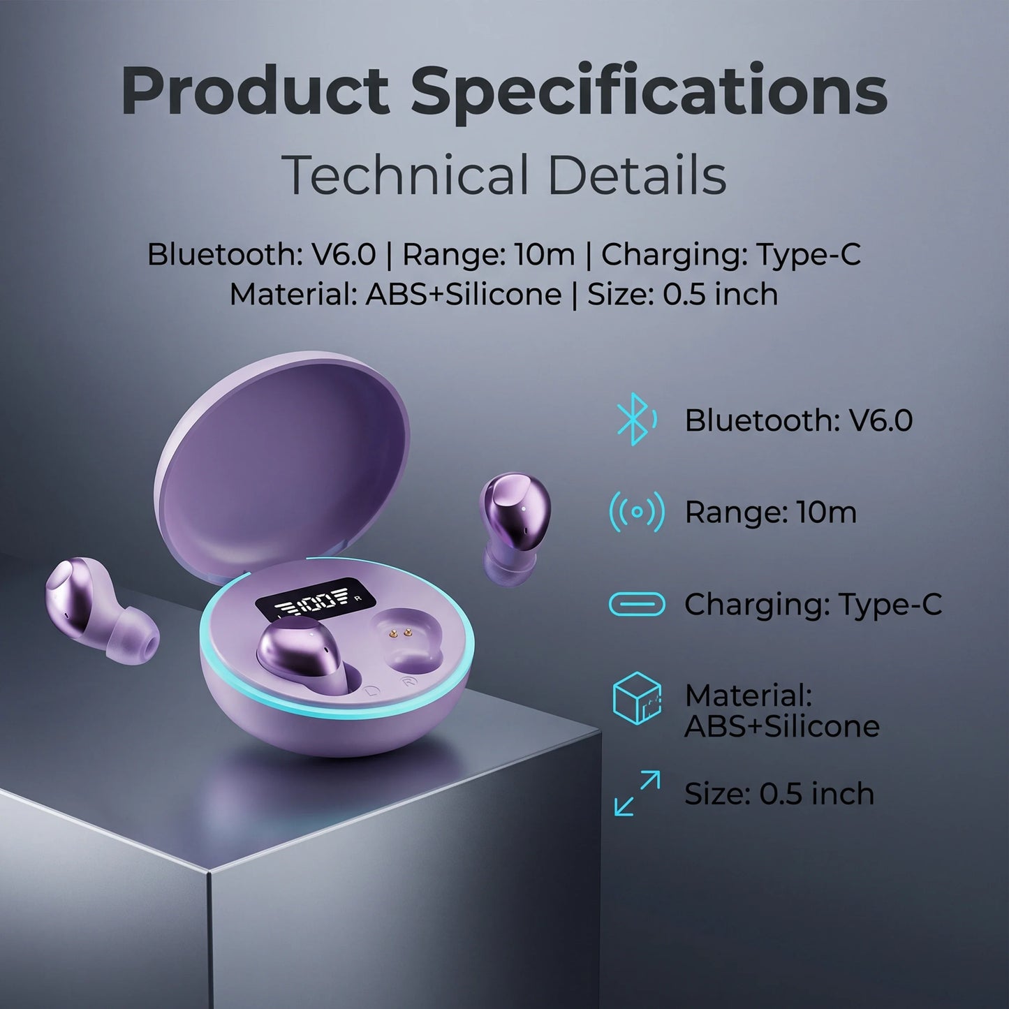 Bluetooth 5.3 Earbuds, Clear Calls, 32H Playtime, Hi-Fi Sound, Lightweight Comfort, USB-C Charging