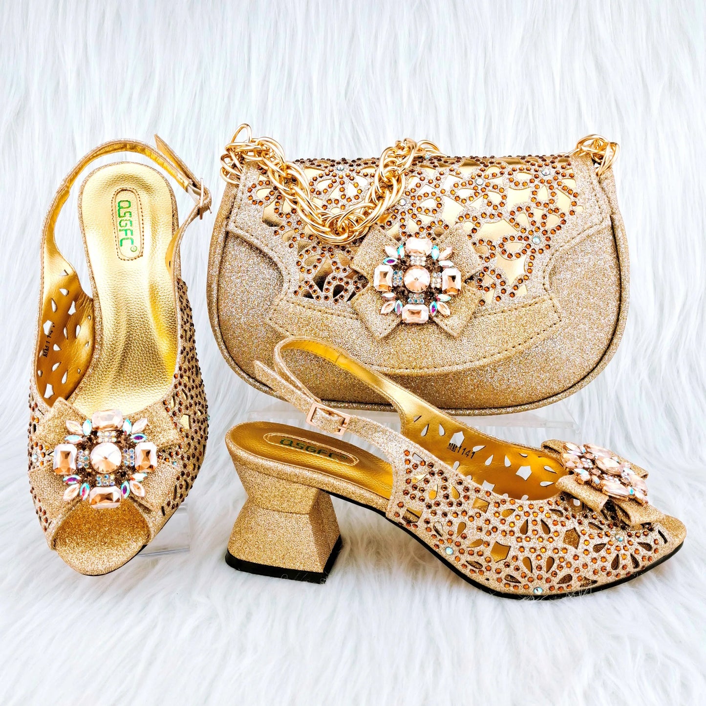 Juego de zapatos y bolso de boda africanos de nueva llegada HGY1-46
