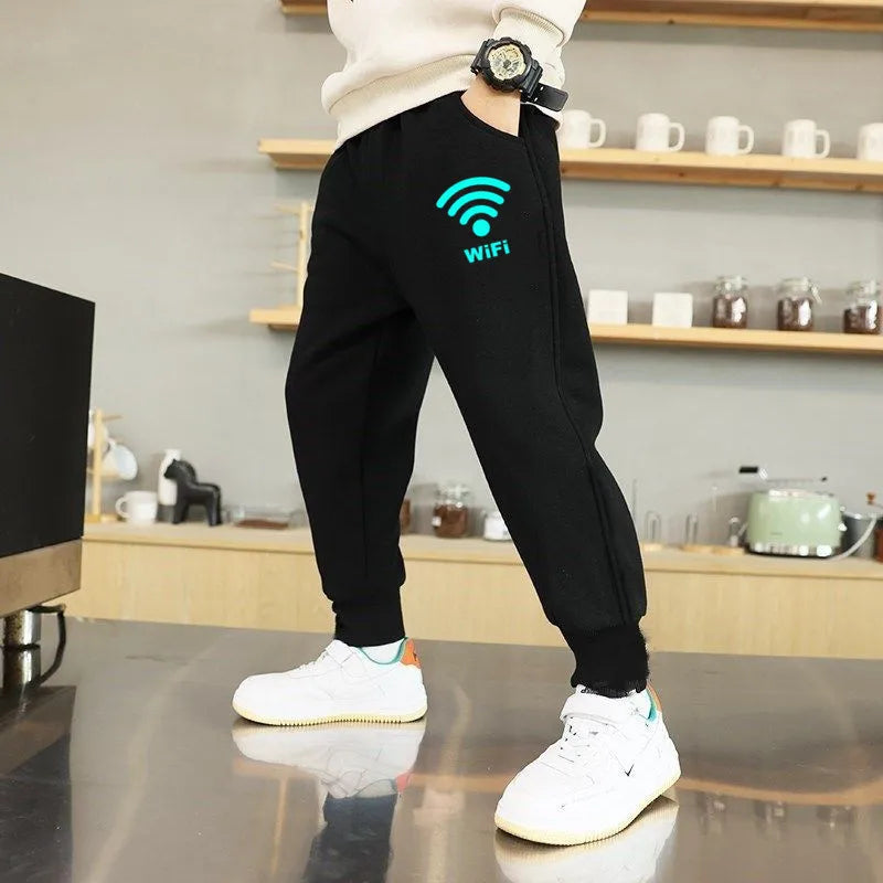 Boys' Luminous Joggers with WiFi Print