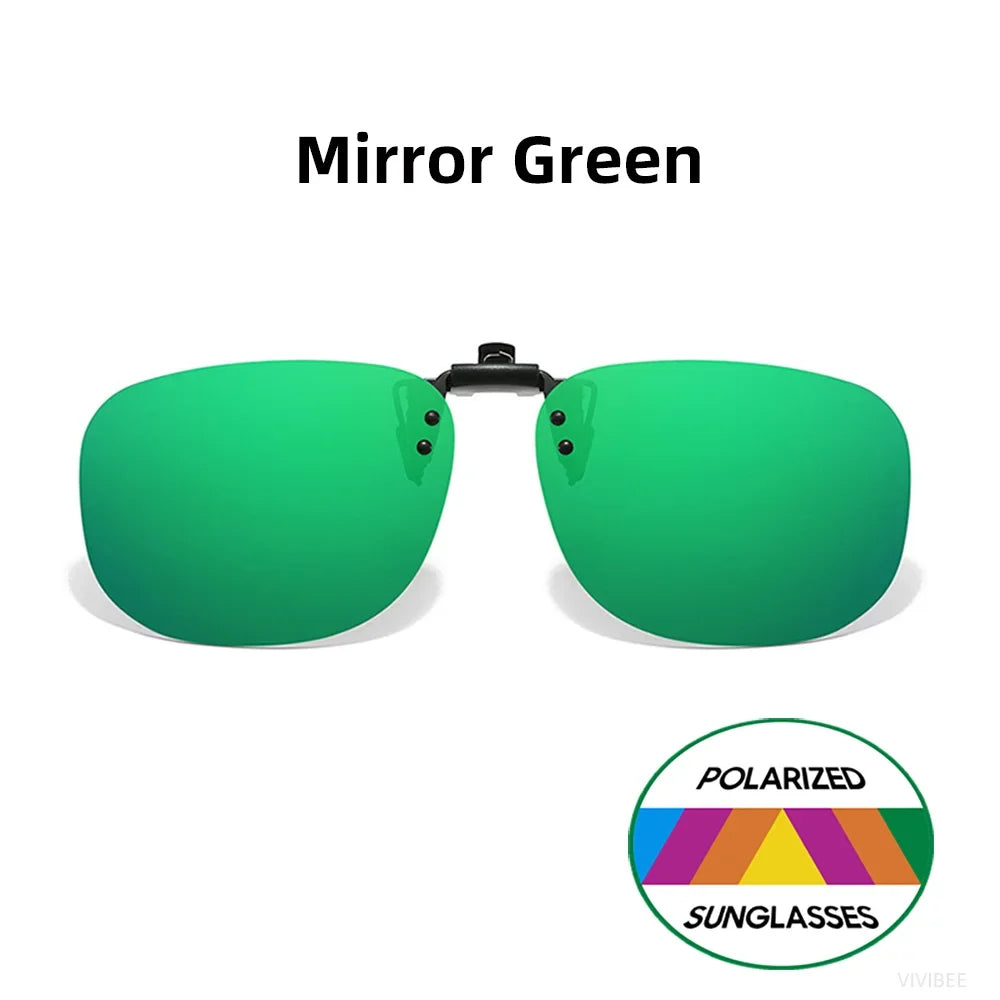 VIVIBEE Flip Up Clip On Sunglasses Polarized Men Square UV400 Photochromic Night Vision Women Classic Mirror Clips