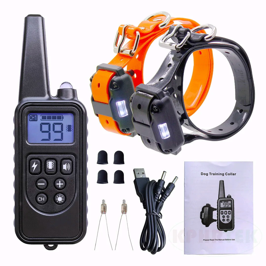 H880 Black Remote Dog Training Collar, For 1/2/3 Dogs, Shock, vibration and beep Function, Rechargeable and Waterproof