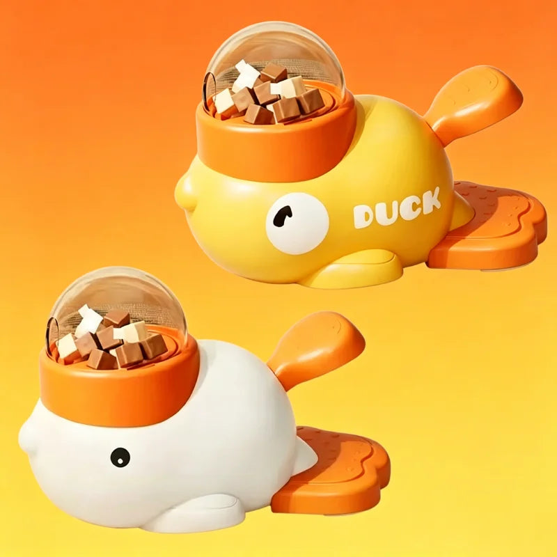 Dog 2-in-1 Interactive Toy Pet Automatic Food Treat Dispenser Cartoon Duck Design Slow Food Pet Snack Feeder for Dog Training