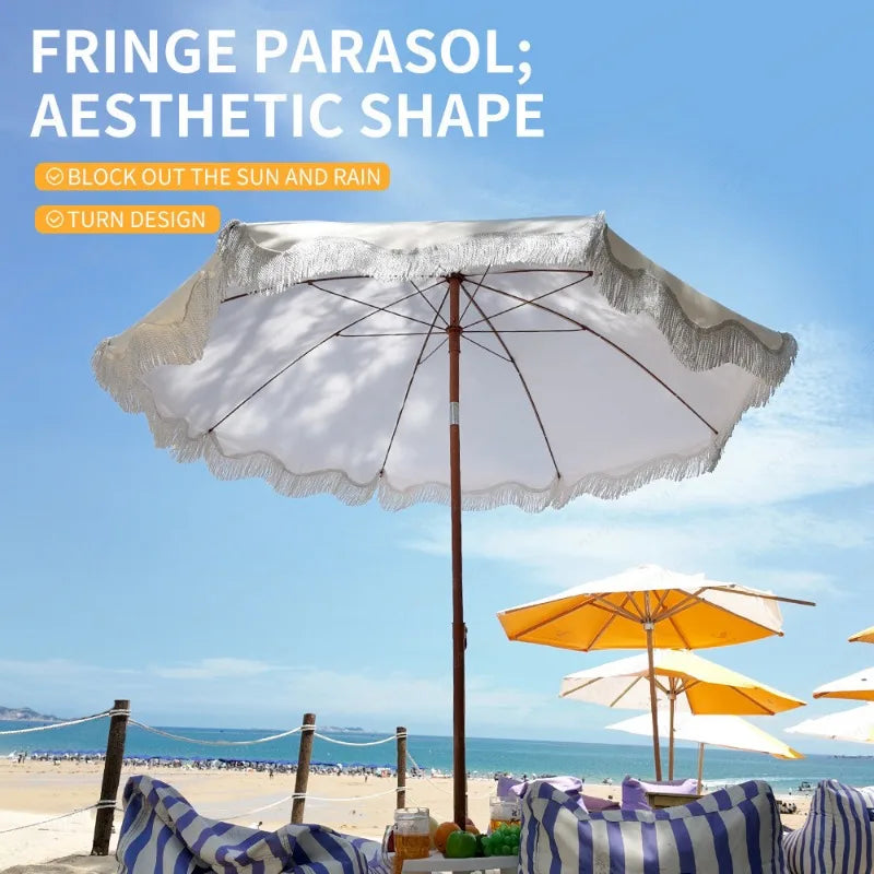 Large Camping  Seaside Resort Beach Umbrella Courtyard Tassel Sun Umbrella Pool Sun Protection Terrace