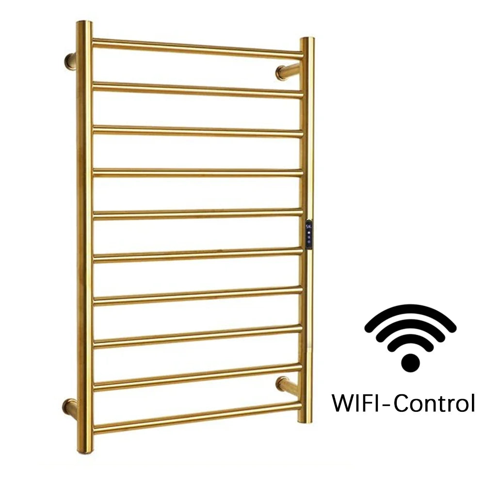 Brushed Gold Electric heated towel rack Heated towel warmer Towel radiator 10 Bars Bathroom Towel Dryer 80cm*50cm