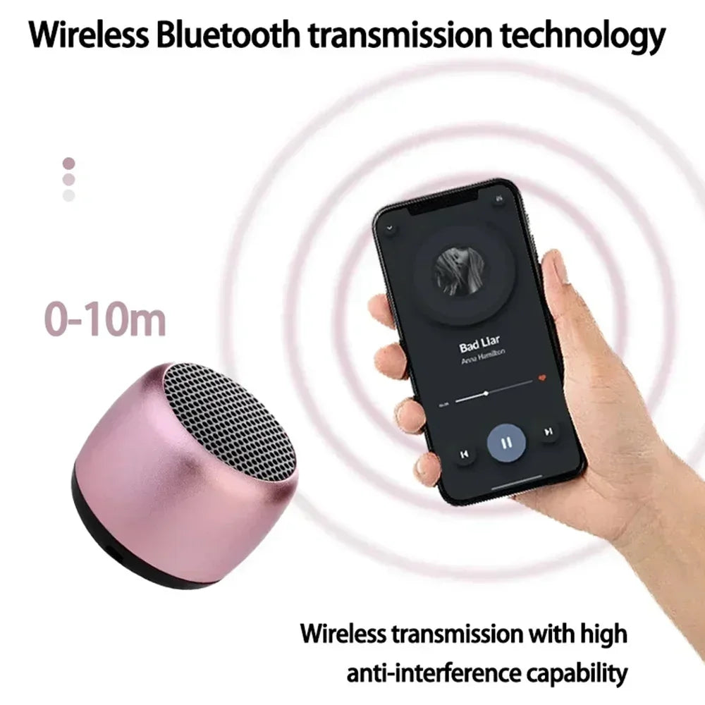 Mini Bluetooth Speaker HD Sound with Bass Smallest Wireless Speaker for Phone PC Tablet with Selfie Button Call Function Cute