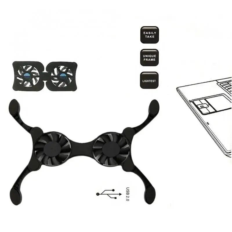 Foldable Radiator Laptop Cooling Pad Computer Accessories USB Mini Laptop Portable Dual Fan Stand
