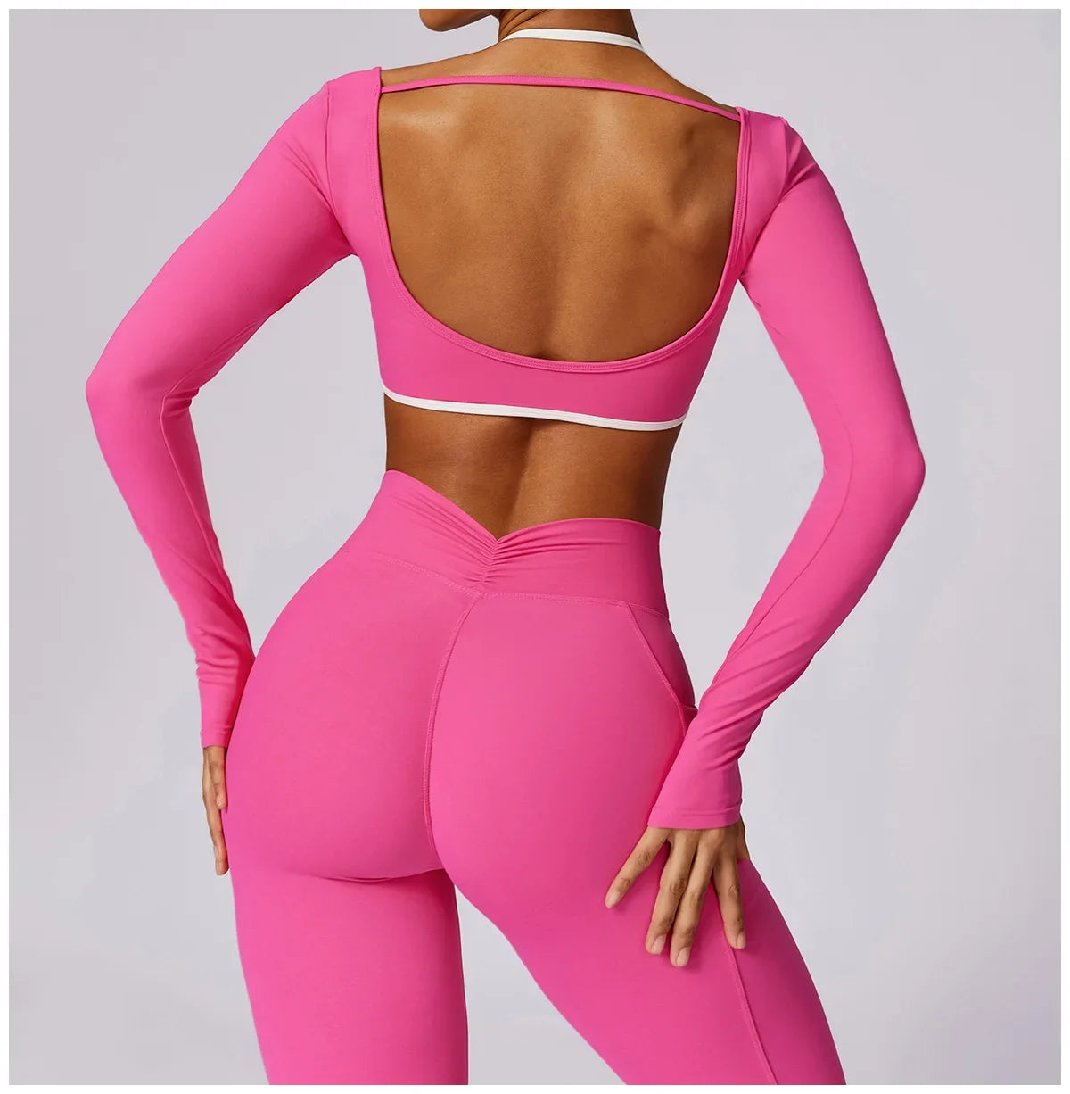2-Piece Activewear Set – Long Sleeve Crop Top & Leggings