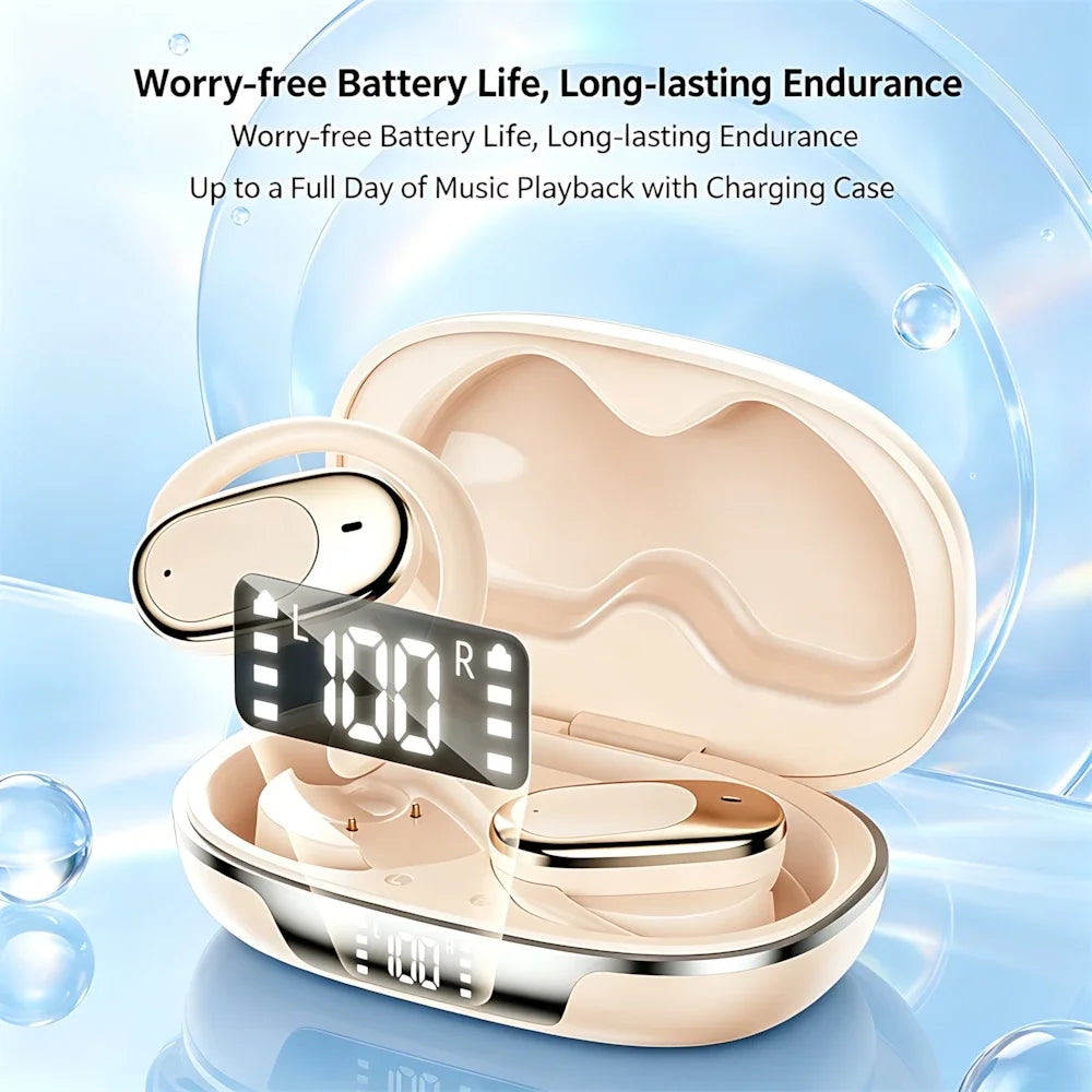 True Wireless Bluetooth Headsets ENC Noise Reduction Hanging Ear Long Battery Life 9D Stereo LED Digital Display Touch Earphones