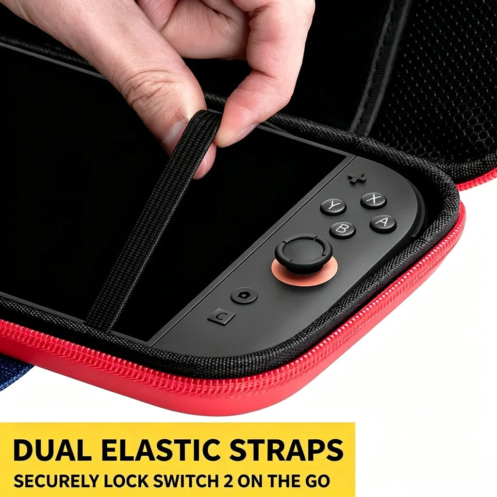 Retro Style Hard Shell Travel Case for Nintendo Switch 2 Holds 10 Cartridges Securely in Elastic Loops