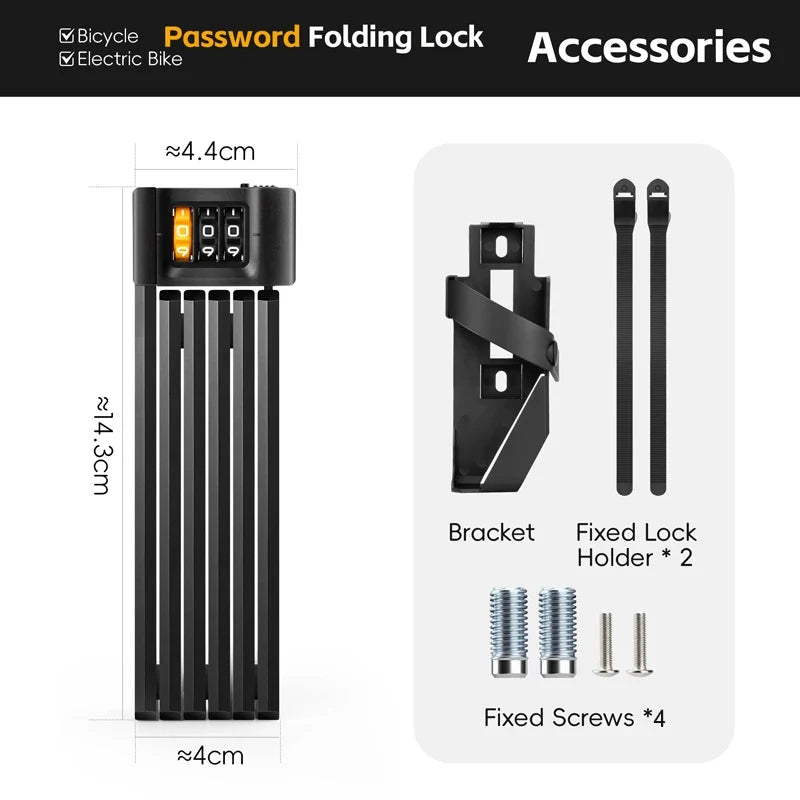 WEST BIKING Bicycle Lock Portable Foldable Anti-theft Lock MTB Road Security Scooter Electric E-Bike Cycling Bicycle Accessories