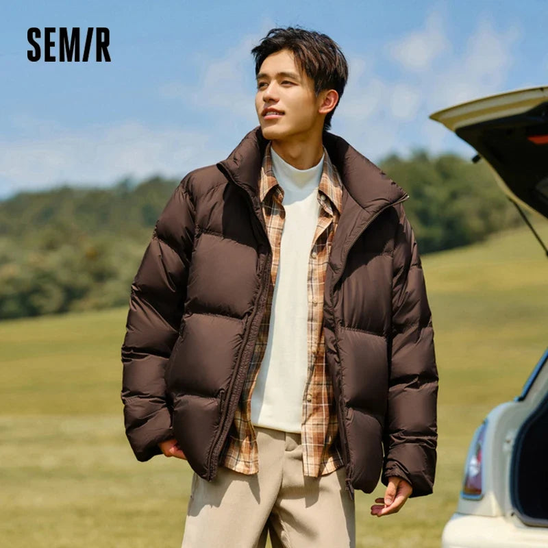 Semir Down Jacket Men Women 2026 Winter New Light Short Coat Three-Proof Thermal Puffer Coat Couple Top Trendy Down Jacket