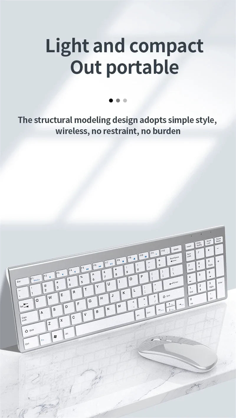 Wireless Keyboard and Mouse Combo Bluetooth 5.0 & 2.4G Rechargeable Multimedia Keyboard Mouse Set for Laptop PC TV iPad Android