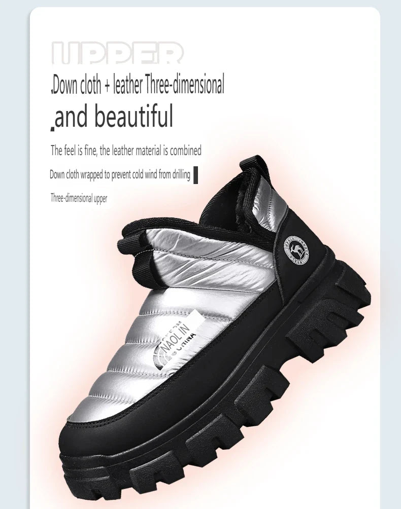 Winter Snow Boots, Men's Insulated Warm Cotton Boots, Anti-slip and Wear-resistant Hiking Shoes, Casual Outdoor Boots