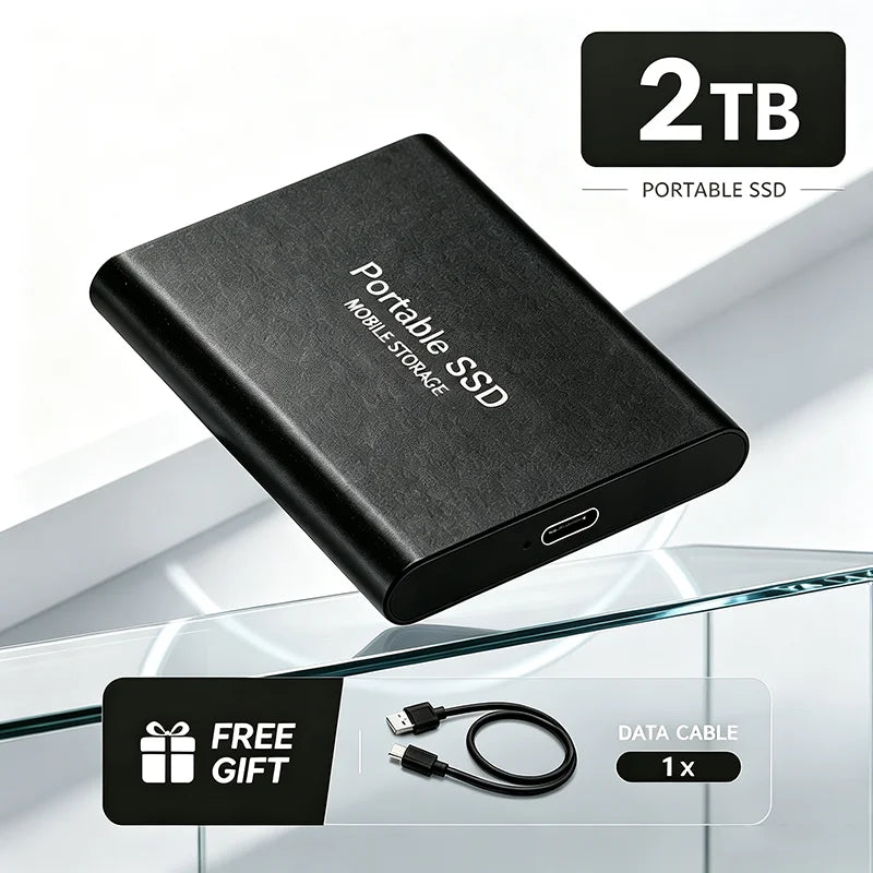1TB Portable SSD 2TB External Hard Drive USB 3.1 High Speed Mobile Data Storage for Laptop Mac PC Compact Durable Use