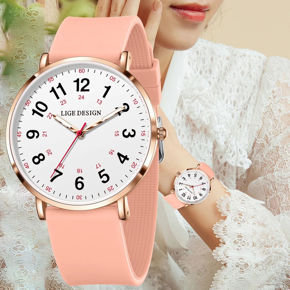 Women's Arabic Numeral Silicone Quartz Watch