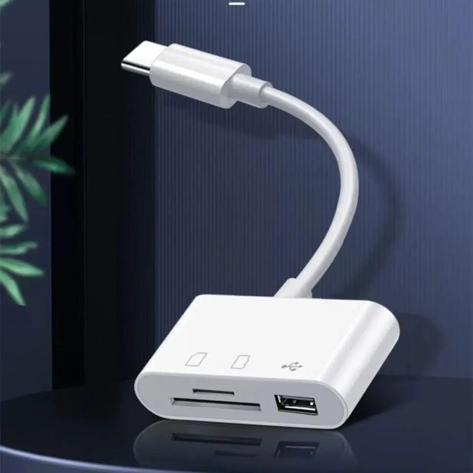 USB C SD Card Reader, USB C to Micro SD TF Memory Card Reader, 3-in-1 USB Camera Card Reader Adapter