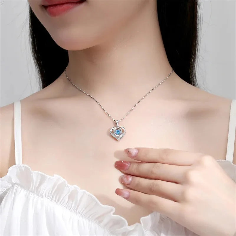925 Sterling Silver Heart Shaped Necklace Bracelet Set for Women