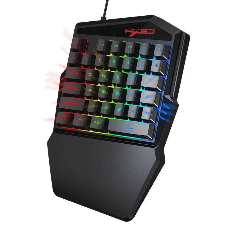 Wired Backlight Keyboard Mouse Set One-handed Professional Gaming Keyboard Mini Portable Game Mouse for Eating Chicken Game