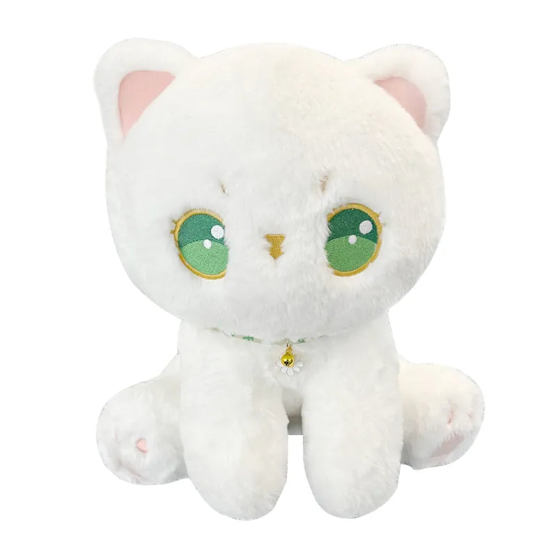 Peluche de gato con ojos verdes