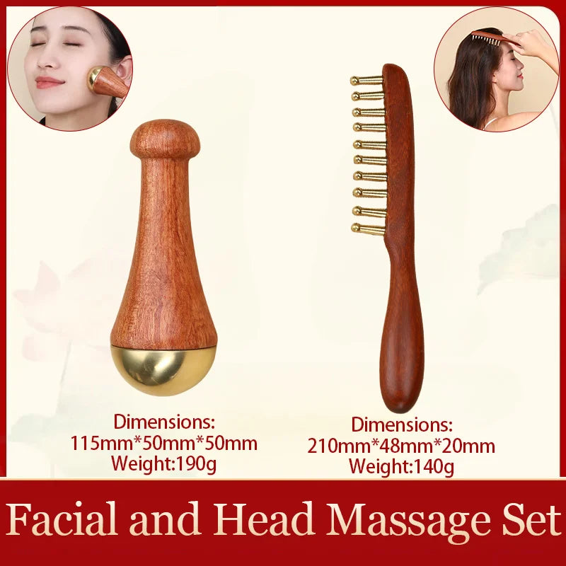 Copper guasha plate pure brass household scalp universal massage comb Mammary Scraping comb body massage tool