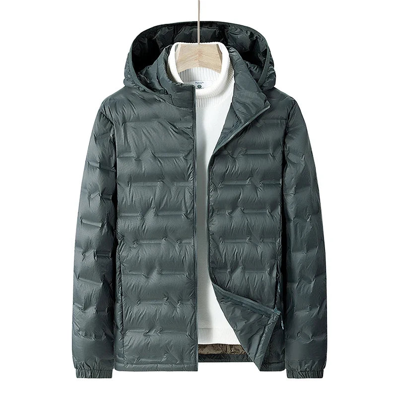 Men Winter New Down Jacket Men Hooded Waterproof Windproof Puffer Jacket Detachable Hat Coat Casual Lightweight Down Jacket Male