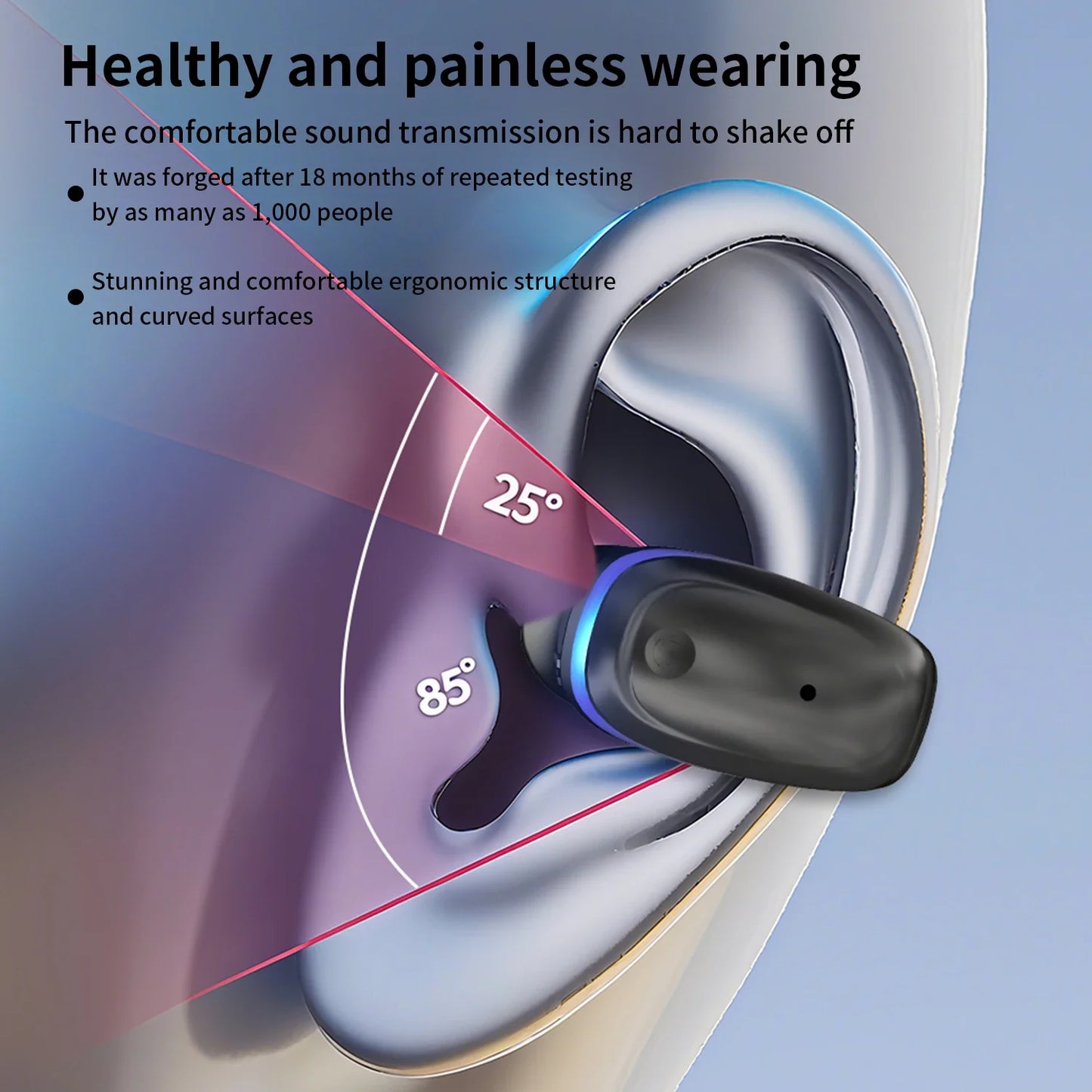 Wireless Bluetooth 5.3 Headphone Bone Conduction Headset Clip Single Ear Earphones Sport Earbuds For iPhone Huawei Realme OPPO