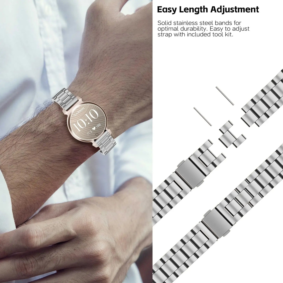 Garmin Lily 2 & 2 Active 14mm Stainless Steel Link Bracelet