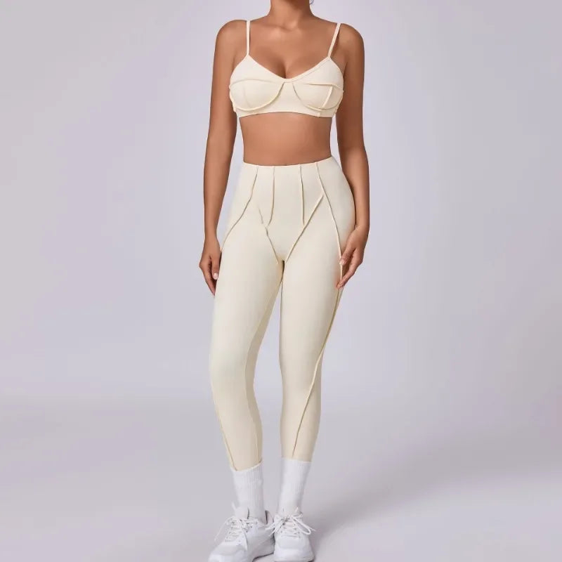 2-Piece Yoga Set – Open Back Sports Bra & High Waist Shorts