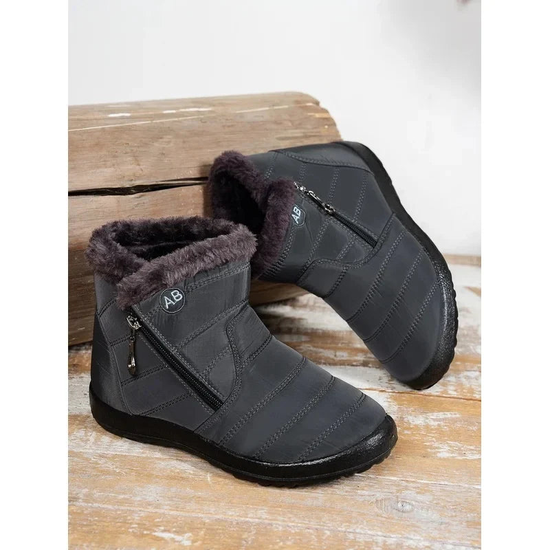 Women's Winter Snow Boots Faux Fur Lined Waterproof Ankle Booties Side Zipper Warm Outdoor Short Boots for Cold Weather