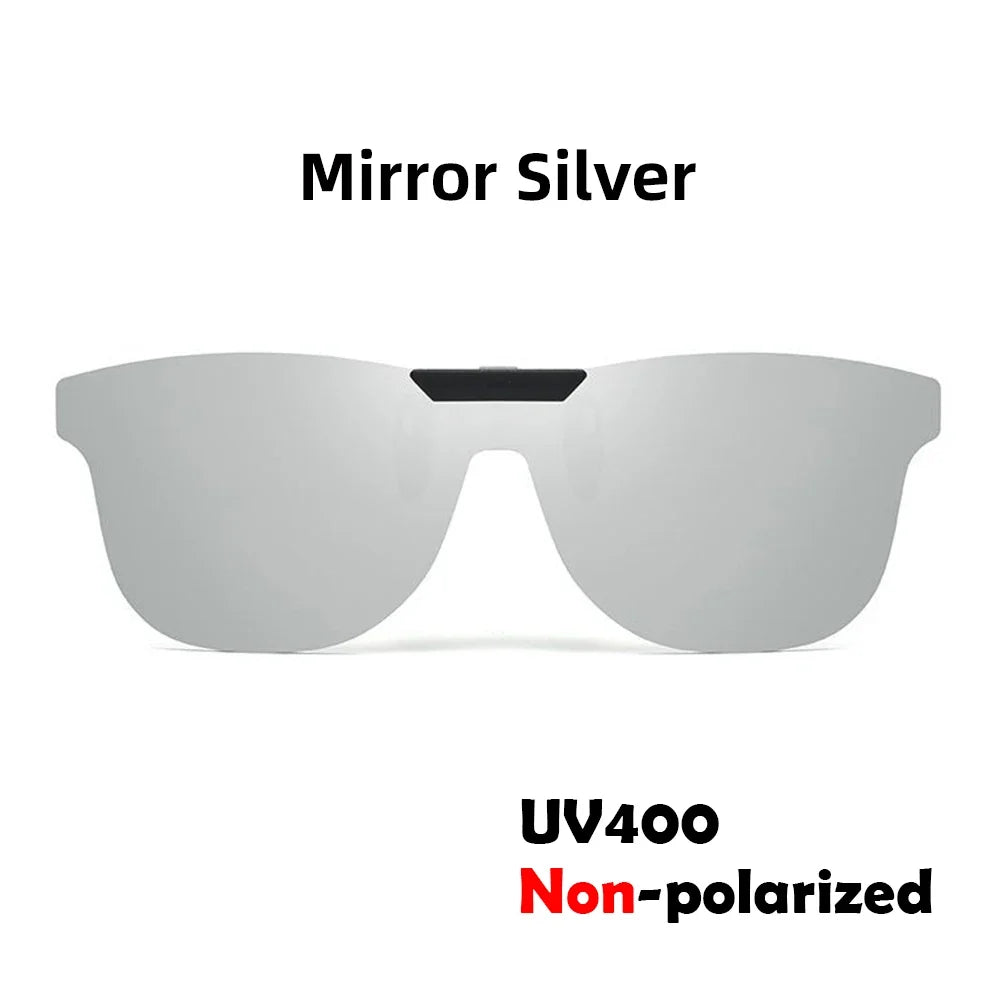 VIVIBEE Square Non Polarized Flip Up Clip On Sunglasses Dark Anti Glare Lens UV400 See Digital Screen Car Driving Sun Glasses