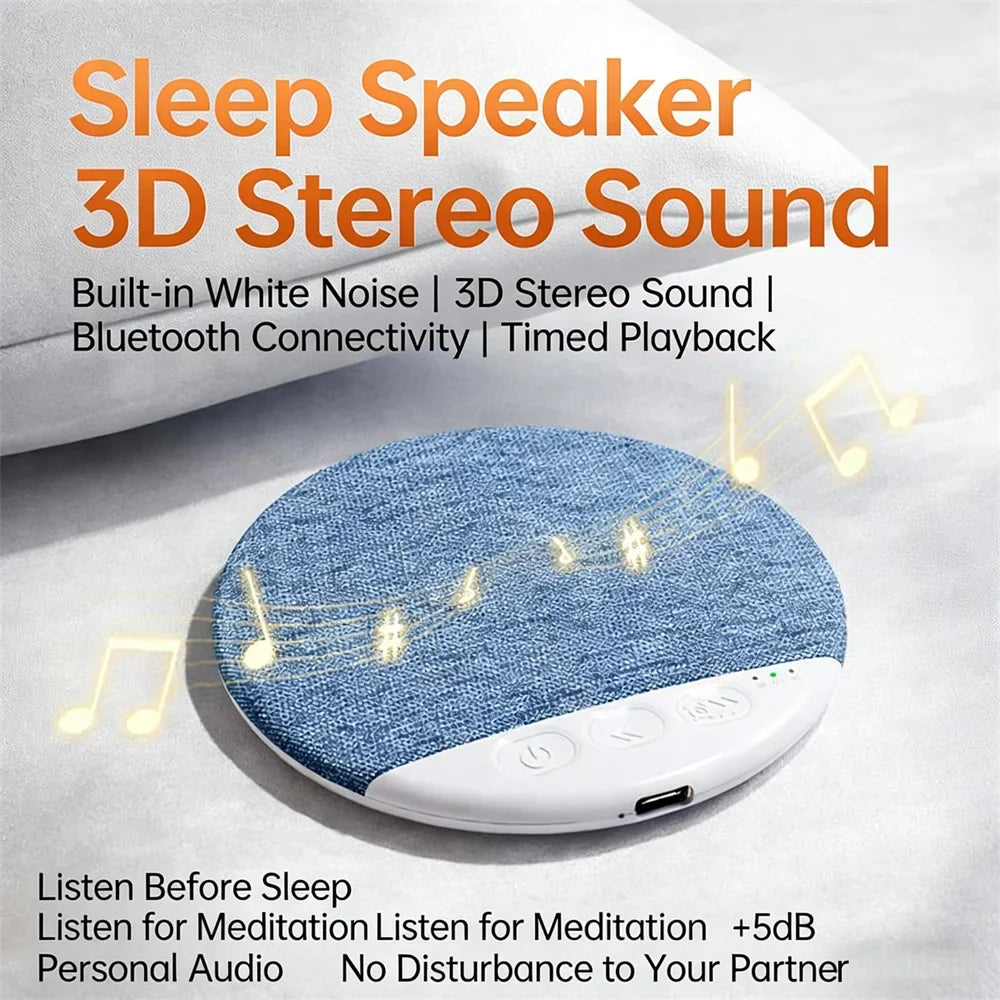 Bluetooth Pillow Speaker Wireless Sleep Music Player Under Pillow White Noise Machine 9D Stereo Timer Auto-Off for Insomnia ﻿