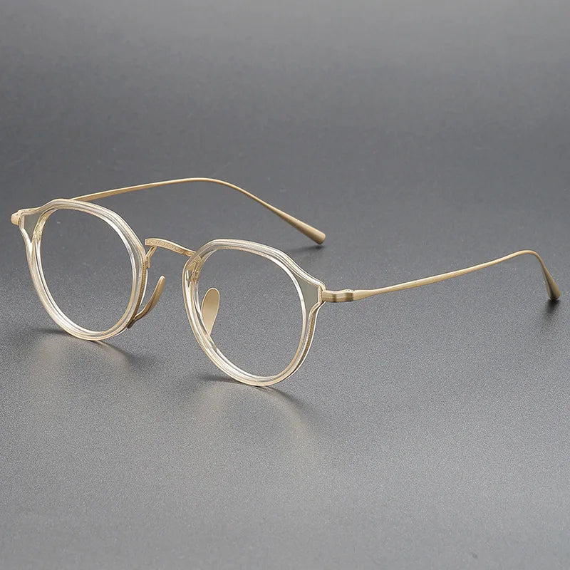 Acetate Titanium Glasses Frame Retro Luxury Round Eyeglasses Men Woman Irregular Fashion Eyewear