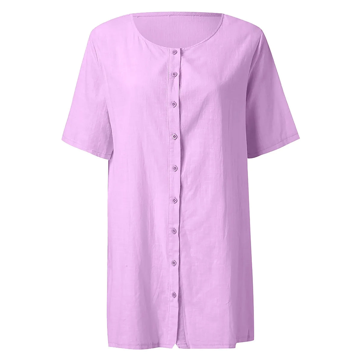 Cotton Linen Breathable And Comfortable Mid Length Oversized Button Down Half Sleeve O-neck Cardigan Casual Beach Suncreen Top