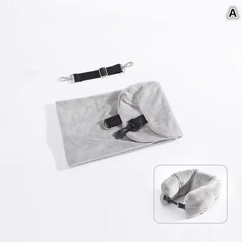 For Airplane Travel Travel Neck Pillow With Fillable Clothing Storage Bag U-Shaped Pillowcase Crystal Fleece Neck Pillow Cover