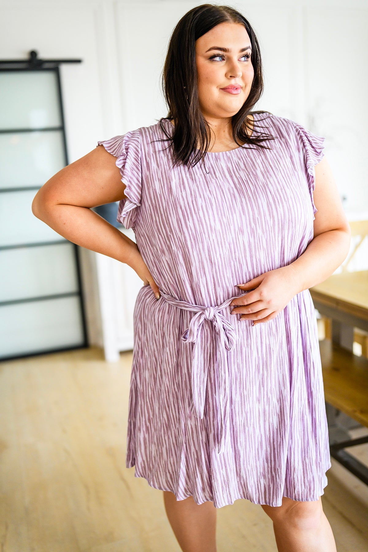 Vestido Sandra a Rayas con Manga de Vuelo