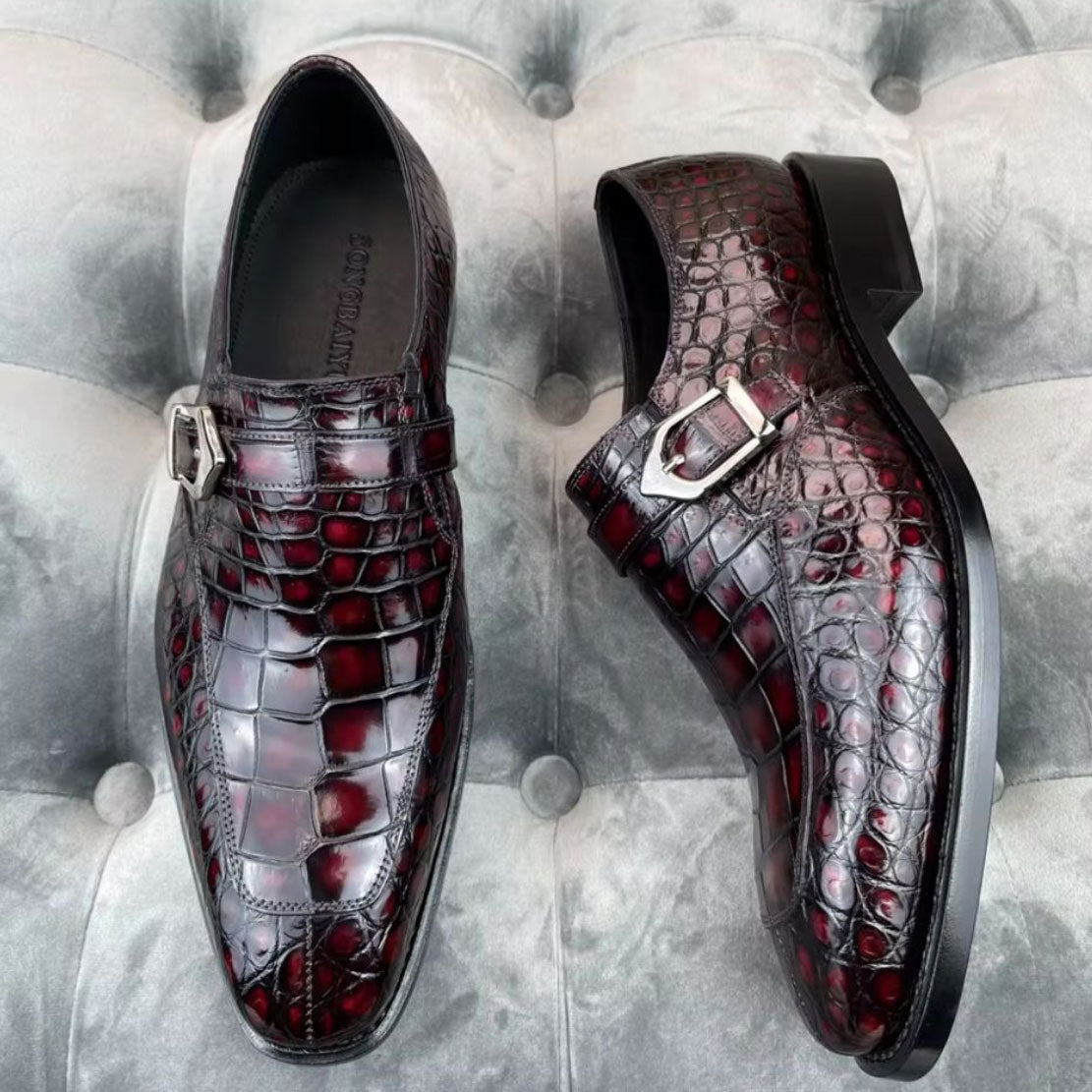 Maurice Sargeant Alligator Monkstrap - Burgundy