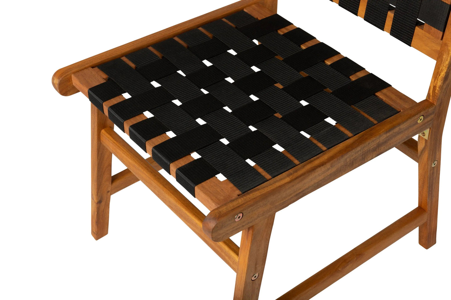 Silla de comedor lateral sin brazos Sava para interior y exterior en cincha negra