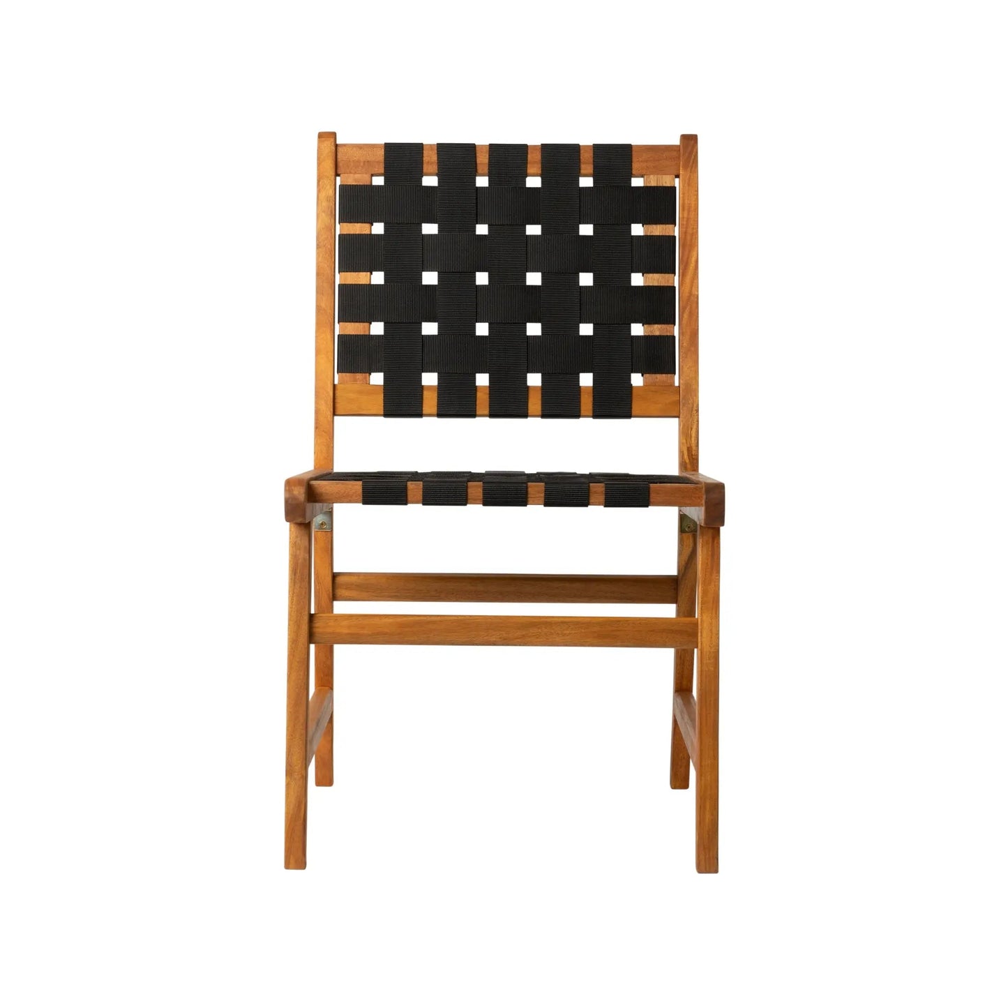 Silla de comedor lateral sin brazos Sava para interior y exterior en cincha negra