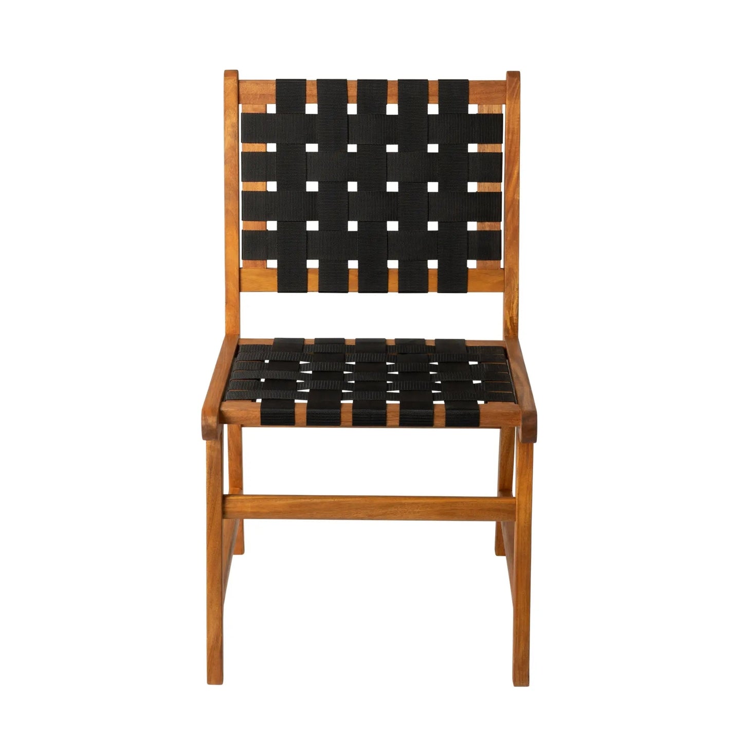 Silla de comedor lateral sin brazos Sava para interior y exterior en cincha negra