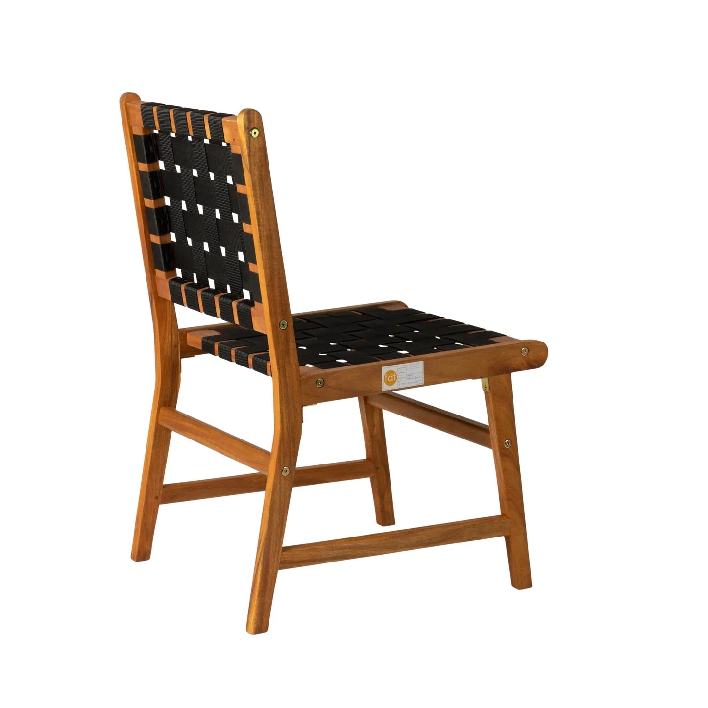 Silla de comedor lateral sin brazos Sava para interior y exterior en cincha negra