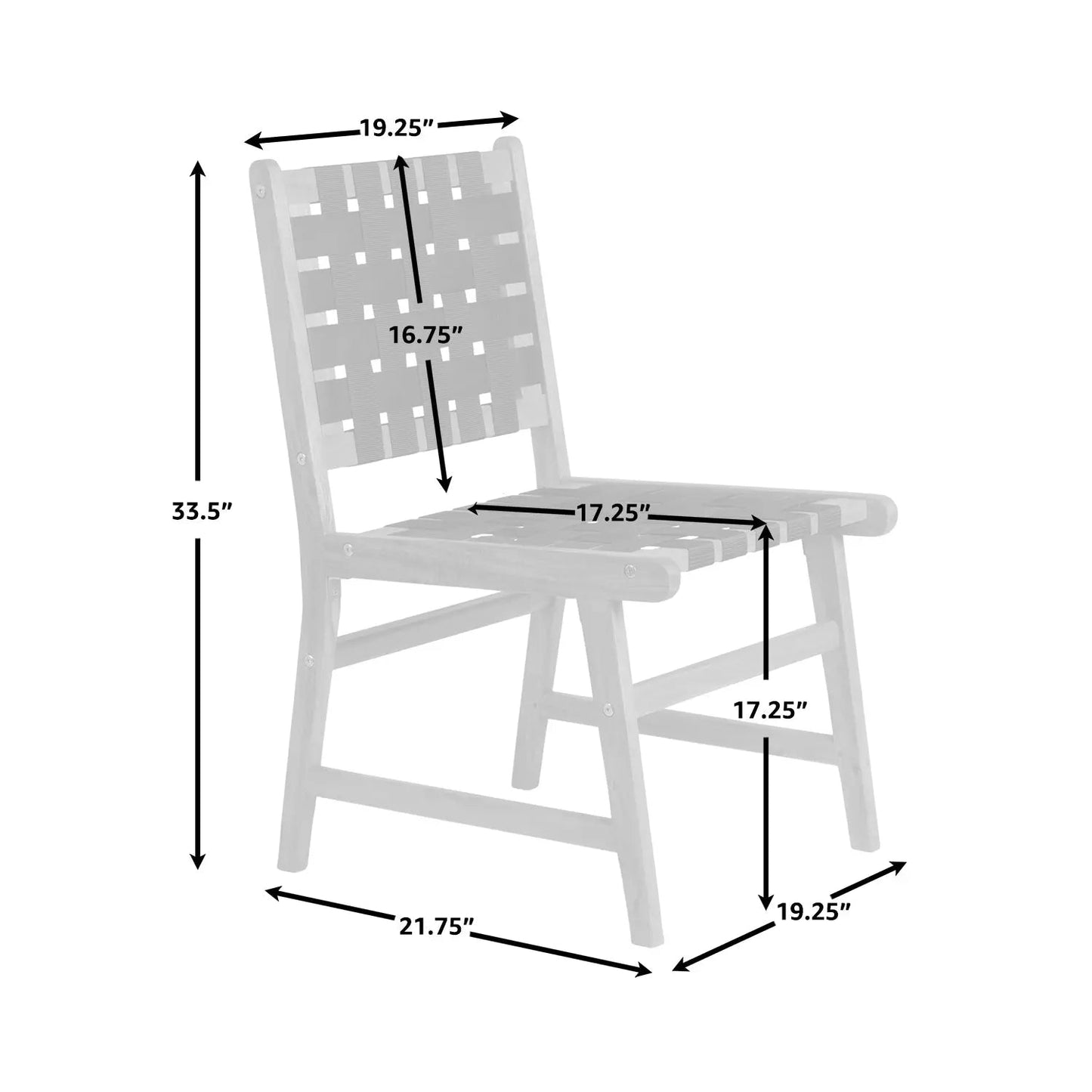 Silla de comedor lateral sin brazos Sava para interior y exterior en cincha negra