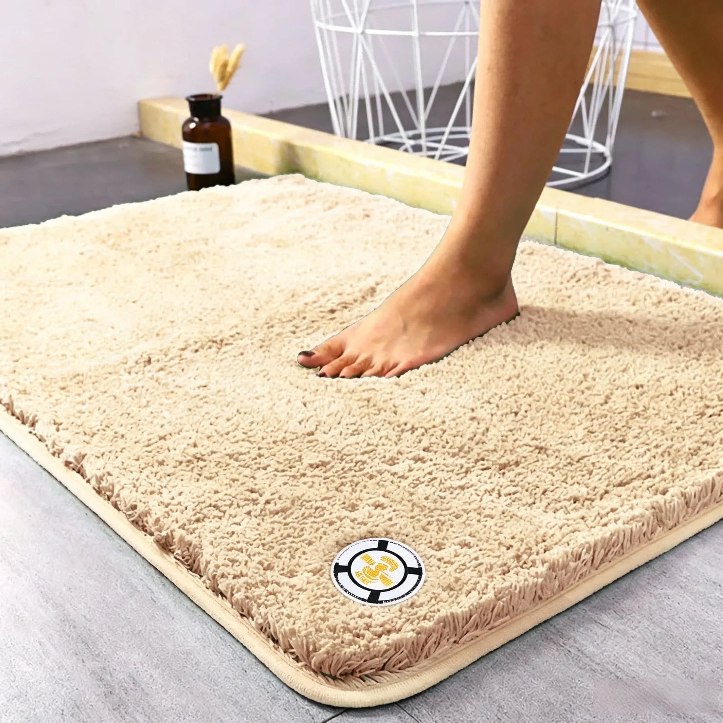 Super Absorbent Non-slip Bathroom Mat Plush Microfiber Quick Dry Washable Soft Bath Rug for Tub Balcony