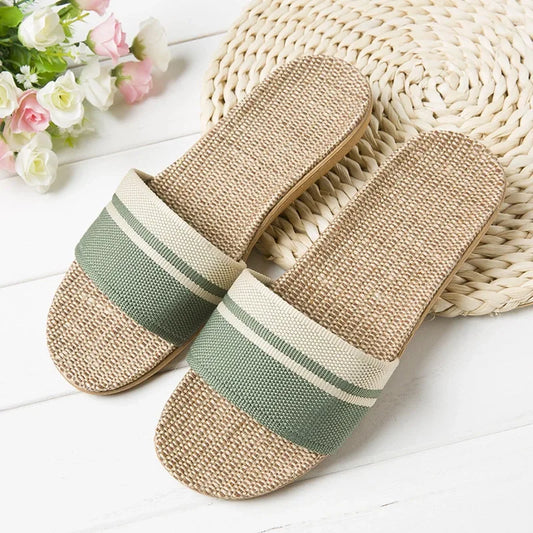 Hemp Casual Slippers Women Home Flats Spring Summer Luxury Designer Shoes Ladies 2026 Fashion Indoor Slides Couple Lightweight