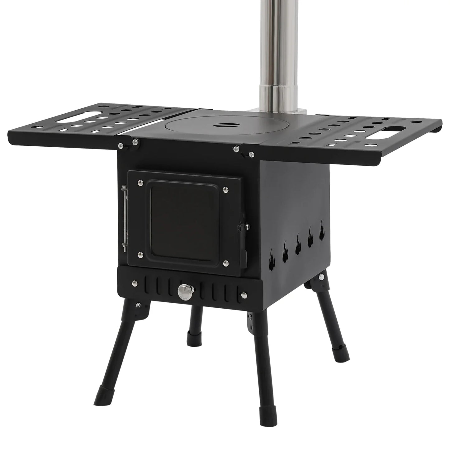 Folding Outdoor Camping Firewood Stove Adjust the Height Smoke Cleanly Outdoor Camping Stove Portable Tent Stove