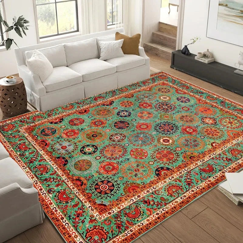 Turkish Style Red Rugs Classic Style Carpet Non Slip Living Room Rug Popular Modern Rug Ottoman Style Boho Rug Entrance Door Mat