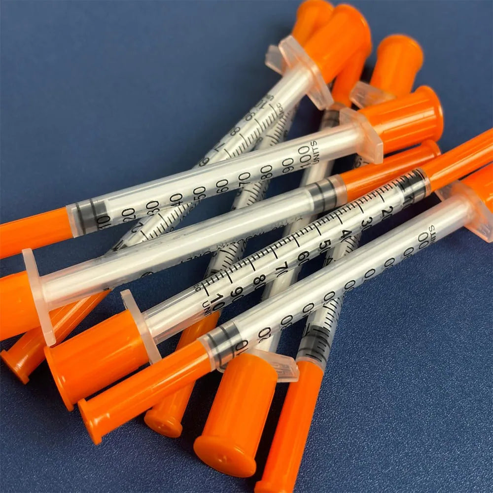 100pcs 1ml Sterile Insulin Syringe, Individually Wrapped Plastic