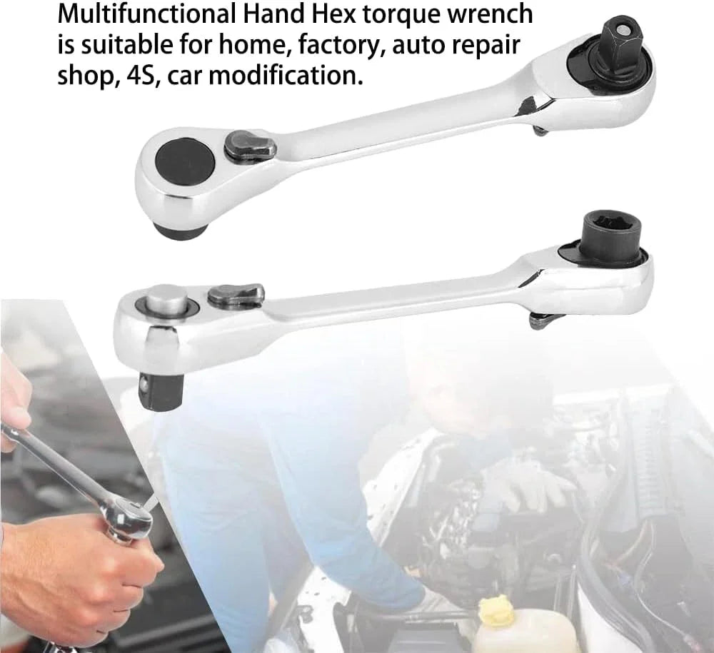 Mini Double Headed Ratchet Wrench 1/4 Inch Drive Socket Screwdriver Bit Driver Quick Release Ratchet Wrench Hand Tools