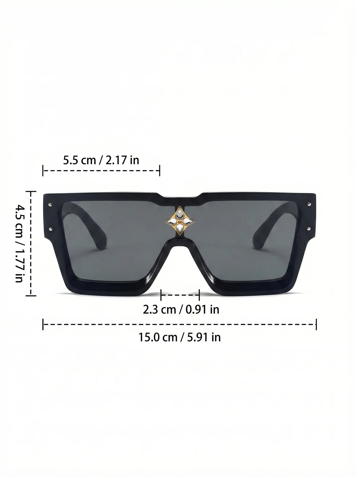 VIOLA MAG Fashion Diamond Set Large Frame Sunglasses, Simple Square Integrated Glasses, Unisex for Travel, with Glasses Bag