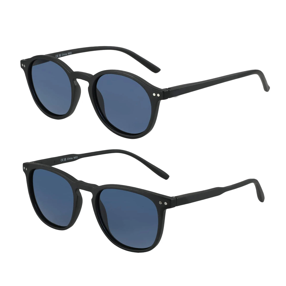 ZENOTTIC 2 Pack Polarized Sunglasses for Women Men Vintage Round and Square Frame UV Protection Shades Driving Sun Glasses